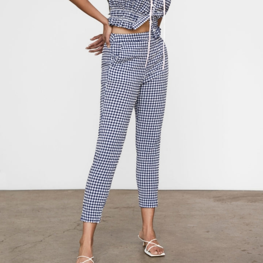 Cartolina Nantucket Checkered Blue and White Pants - size small